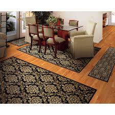 Shacos tufted cotton area rugs with tassels set of 2 cotton throw rug runner tufting accent tassel woven cotton rug for doorway living room bedroom bathroom washable (2'x3'+2'x4'4, cubes) 4.5 out of 5 stars. Damask 4 Piece Rug Set Black Walmart Com Walmart Com