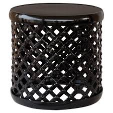 Marlow Drum Stool In Black Metal Lattice Side Table Garden Stool Side Table