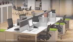 Straight Layout Work Station Configuration 4 Pod 24 X60 Office Furniture Modern Modern Office Design Workstations Design