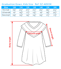 Graduation Choir Gown Size Chart