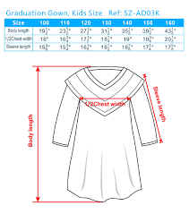 graduation choir gown size chart