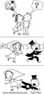 Set Of Isolated Couple Cartoon Runaway Groom Ideal For Funny Wedding Invitation Vector Format Very Easy Wedding Couple Cartoon Couple Cartoon Wedding Humor