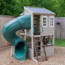 A cool outdoor playhouse with a slide. Outdoor Playhouse With Slide You Ll Love In 2021 Visualhunt