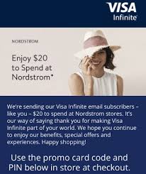 To use order pickup, just set your store, check out online and we'll let you know when your order is ready! Nordstrom Targeted Free 20 Nordstrom Gift Card For Visa Infinite Cardholders Redflagdeals Com Forums
