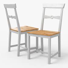 Oak dining room table and chairs. 3d Model Gamleby Ikea Dining Chair