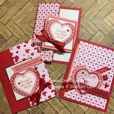 There had been other easy card making design ideas in my head so i decided to create that card with my fb live attendees. Three Valentine S Cards Using From My Heart Suite From Stampin Up Creating With Allie
