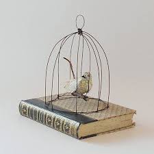 Bird In A Gilded Cage Book Paper Mache Bird In A Bird Cage On Vintage Book Via Etsy Bird Cage Paper Mache Paper
