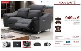 Canapé relax électrique detroit, fabrication italienne. Canape 2 Places Relax Electrique Carole En Cuir Noir Canape Vente Unique Iziva Com