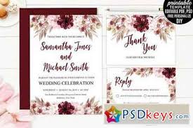 Pearl coated paper stock, vertical layout, horizontal layout Marsala Wedding Invitation Template 1529094 Free Download Photoshop Vector Stock Image Via Torrent Zippyshare From Psdkeys Com