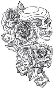 Engraved Skull And Roses Skull Coloring Pages Elephant Coloring Page Skulls And Roses