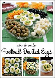 How To Make Deviled Eggs Look Like Footballs My Turn For Us Recipe Deviled Eggs Appetizer Recipes Tailgate Food