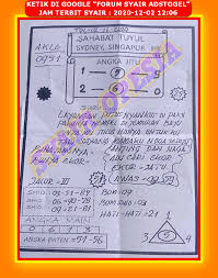 Kode Syair Sydney Rabu 2 Desember 2020 Kumpulan Syair Toto