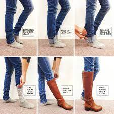 Boots Over Jeans The Secret Is In The Socks Lifehack Fashion Cute Fall Outfits Boots