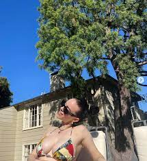Billie Eilish Poses in Print String Bikini