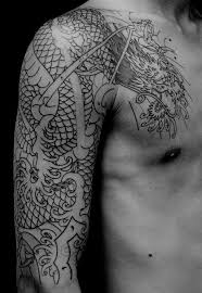 Black And White Space Tattoo Half Sleeve Definitely This Art Style Fr 3 4th Sleeve Defined Lines With No Shading Maybe Some Negative Sp Japanese Tattoo Dragon Sleeve Tattoos Japanese Tattoos For Men