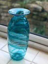 Teal Glass Vase Hand Blown In Bath S Famous Glass Blowing Studio Liven up your home décor with the turquoise ombré bubble glass vase, 6.