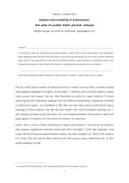Padahal hacchan sempat mikir,,, kalo hacchan ga bisa kalahin papa pas maen piano, maka hacchan mow kalahin papa maen igo aja xdd. Pdf Aspect And Modality In Indonesian The Case Of Sudah Telah Pernah And Sempat