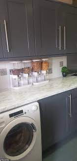 Each tin of paint costs just £10, with shade going for mineral stone and slate grey. Savvy Mum Transforms Her Kitchen For Just 88 Using Paint From Wilko And Tile Stickers From Amazon Daily Mail Online