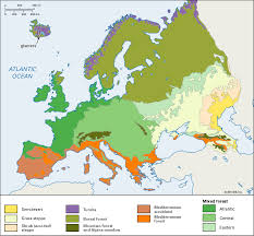 Map Of Climate Zones In Europe Showing Types Of Vegetation