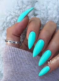 Acrylic Stiletto Nails His Color Tho Blue Acrylic Nails Different Nail Shapes Gorgeous Nails