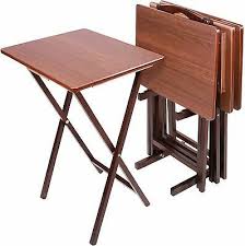 Table mate ii folding tv tray (black). Espresso Brown 5 Pc Wooden Tv Tray Set With Stand Folding Tables Snack Storage Ebay In 2021 Tv Tray Set Tray Table Wooden Tv Trays