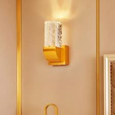 A wall sconce light can add indirect ambiance and provide decorative wall lighting without taking up much space. Brown Gold Rectangle Wall Light Simple Bubble Crystal Living Room Led Wall Sconce Lighting Takeluckhome Com