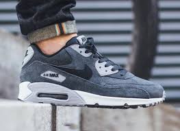Nike Air Max 90 Leather Anthracite Black Wolf Grey White 652980 012 Sneaker Damen Nike Schuhe Turnschuhe