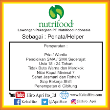 Check spelling or type a new query. Lowongan Pekerjaan Pt Nutrifood Indonesia April 2019 Kelas Hiro