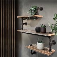 They look great and add to the rustic, industrial look of the kitchen. Artiss Display Shelves Rustic Bookshelf Industrial Diy Pipe Shelf Wall Brackets Buy Wall Shelves Hooks 9350062061909