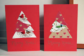 Tear a bird shape from red tissue paper and glue to the card just above the branch, leaving enough room for legs. Christmas Cards For Children To Make