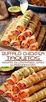 Buffalo Chickpea Taquitos Tasty Vegetarian Recipes Whole Food Recipes Vegan Dinner Recipes