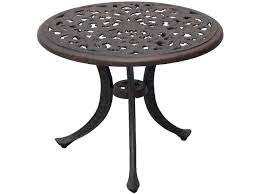 A small patio table is perfect for setting near a seating area or on a porch as a table surface or décor platform. Darlee Outdoor Living Series 80 Cast Aluminum Antique Bronze 21 Round End Table Dadl80a