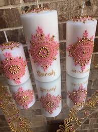 Personalized Mehndi Candle Set Henna Candle Wedding Etsy In 2020 Henna Candles Mehndi Candles Mehndi Decor
