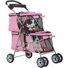 Bestpet Dog Stroller Cat Stroller Pet Carriers Bag Jogger Stroller For Small Medium Dogs Cats Travel Camping 4 Wheels Lightweight Waterproof Folding Crate Stroller With Soft Pad Pink Gtin Ean Upc 195030018771