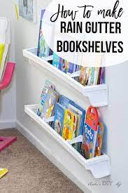 Easy Diy Rain Gutter Bookshelves Diy Bookshelf Kids Gutter Bookshelf Bookshelves Kids