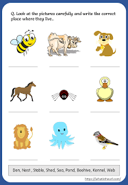 Farm animals and their houses. Printable Animals And Their Homes Worksheets Your Home Teacher