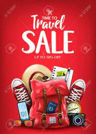 Llegó el momento de volver a preparar el viaje de tus muchas gracias por registrarte en el newsletter de travel sale. Time To Travel Sale Poster For Advertisement With Travelling 3d Realistic Items Such As Hat Camera