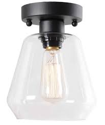Minimalism drum flushmount ceiling lamp prismatic crystal bedroom flush mounted light. Viluxy Semi Flush Mount Ceiling Light Industrial Clear Glass Shade Light Fixtures Ceiling For Hallway Schoolhouse Entryway Kitchen Dining Room Laundry Room Buy Online In Barbados At Barbados Desertcart Com Productid 184093614