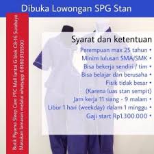 Posted on 10 oktober 2020. Lowongan Kerja Spg Stand Smk Krian 2 Sidoarjo