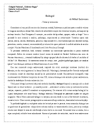 Doc Baltagul De Mihail Sadoveanu Tema și Viziunea Relatia Dintre Personaje Andreea Elena Academia Edu