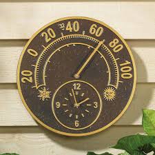 Solstice Thermometer Wall Clock Outdoor Wall Clocks Outdoor Clock Outdoor Thermometer