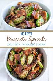 Air fried pork chops with brussels sprouts. These Air Fryer Brussels Sprouts Are A Perfect Way To Get A Healthy Dose Of Greens On The T Frozen Brussel Sprouts Recipe Brussel Sprouts Fried Brussel Sprouts