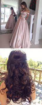 Fashion A Line Off The Shoulder Pearl Pink Satin Long Prom Evening Dress With Beading Sweet 16 Dresses Strapless Prom Dresses Evening Dresses Prom