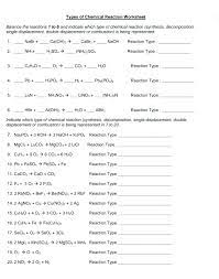 Predicting products and balancing equations worksheet key. Types Chemical Compounds Worksheet Resource Plans Classification Reactions Sumnermuseumdc Org