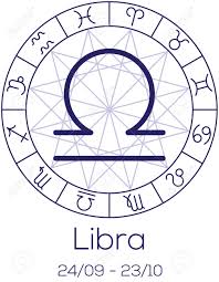 Zodiac Sign Libra Astrological Symbol In Wheel With Polygonal