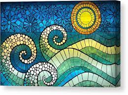 Three Waves Canvas Print Canvas Art By Anne Marie Price In 2021 Mosaic Art Mosaic Art Projects Mosaic Artwork