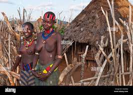 Turmi Ethiopia Africa village Lower Omo Valley Hamar Hammer tribe teenage  girls topless breasts #23 Stock Photo - Alamy