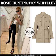 Yoga pants a fashion that is here to stay. Rosie Huntington Whiteley In Beige Canvas Jacket And Black Leggings On March 10 I Want Her Style What Celebrities Wore And Where To Buy It Celebrity Style