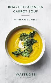 Roasted Parsnip Carrot Soup Veg Soup Winter Soup Recipe Kale Crisps