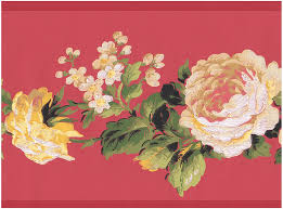 Floral border of fresh lilac flowers and juniper twigs on white. White Yellow Flowers On Vine Red Floral Wallpaper Border Retro Design Roll 15 X 7 Amazon Com